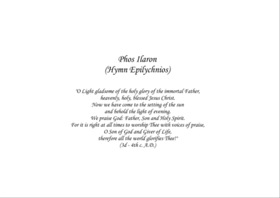 "Phos Ilaron" for mixed choir image number null