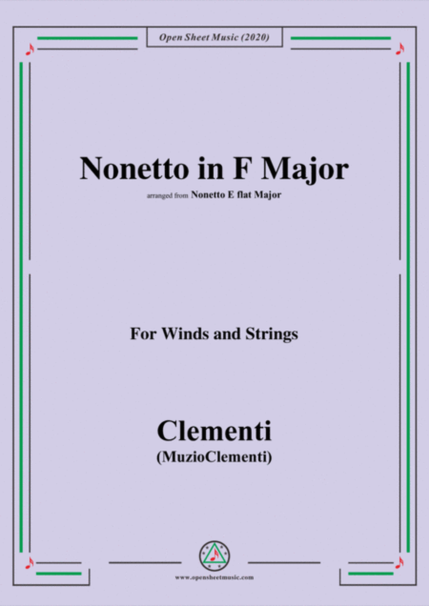 Clementi-Nonetto in F Major,arranged from E flat Major,for Winds and Strings image number null