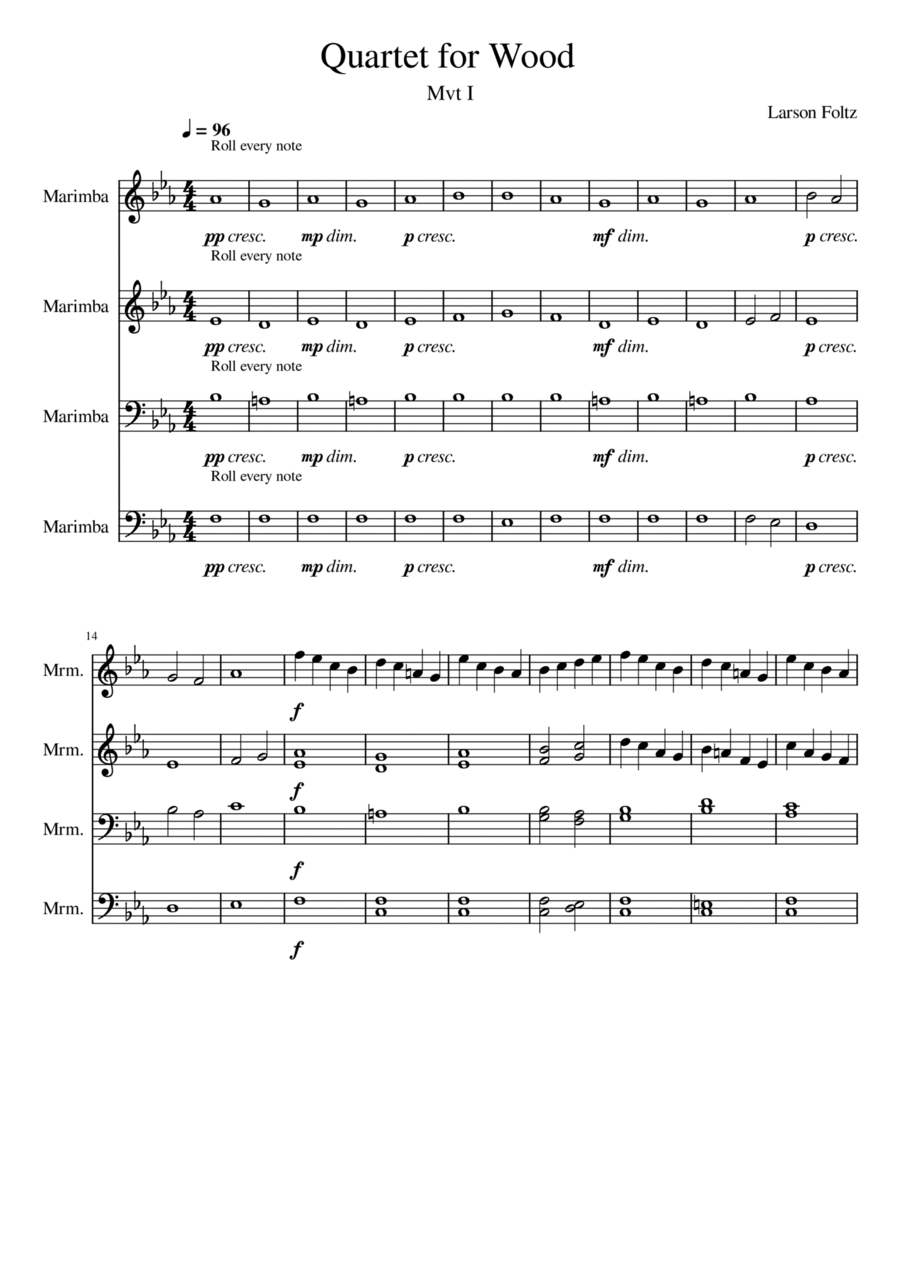 Quartet for Wood Percussion Ensemble scores gallery preview page 1