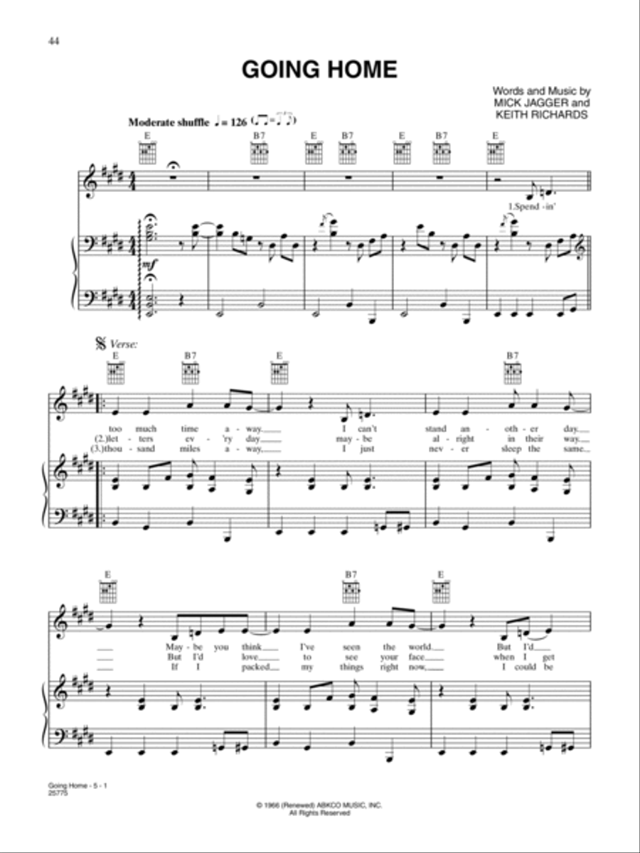 Goin' Home Piano, Vocal, Guitar scores gallery preview page 1