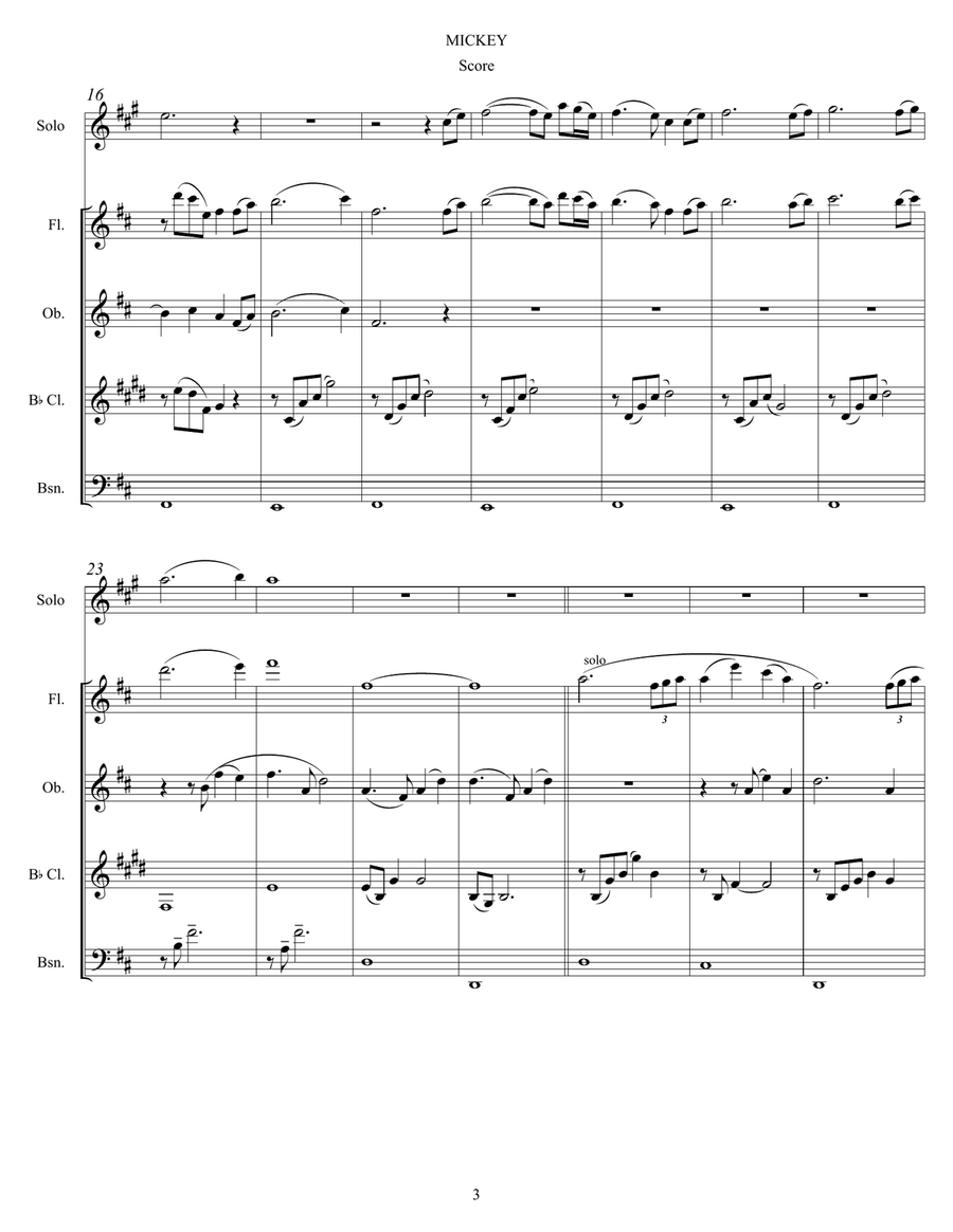 Mickey Mickey Woodwind Quintet scores gallery preview page 3