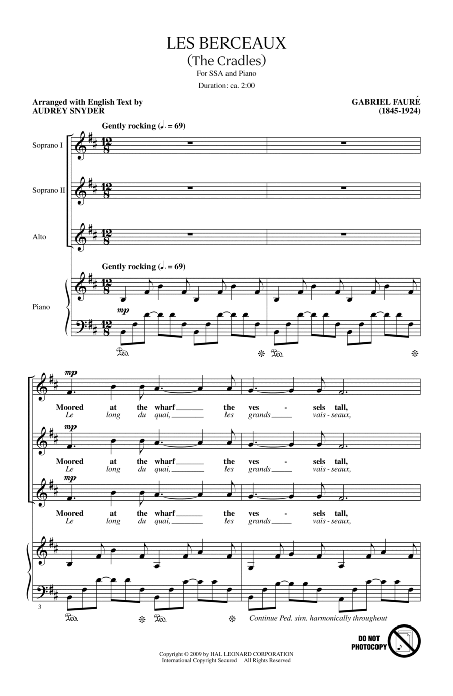 Les Berceaux (The Cradles) SSA scores gallery preview page 1