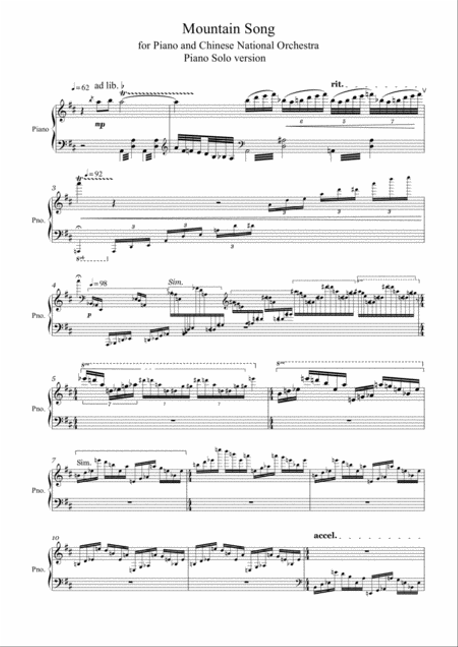 Mountain Song Mountain Song Piano Solo scores gallery preview page 1