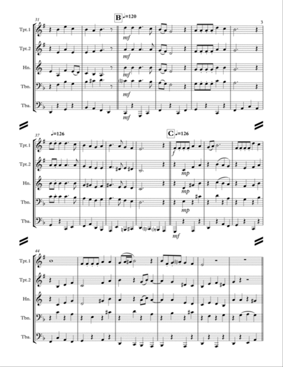Traditional Jewish Folksongs (for Brass Quintet) Brass Quintet scores gallery preview page 4