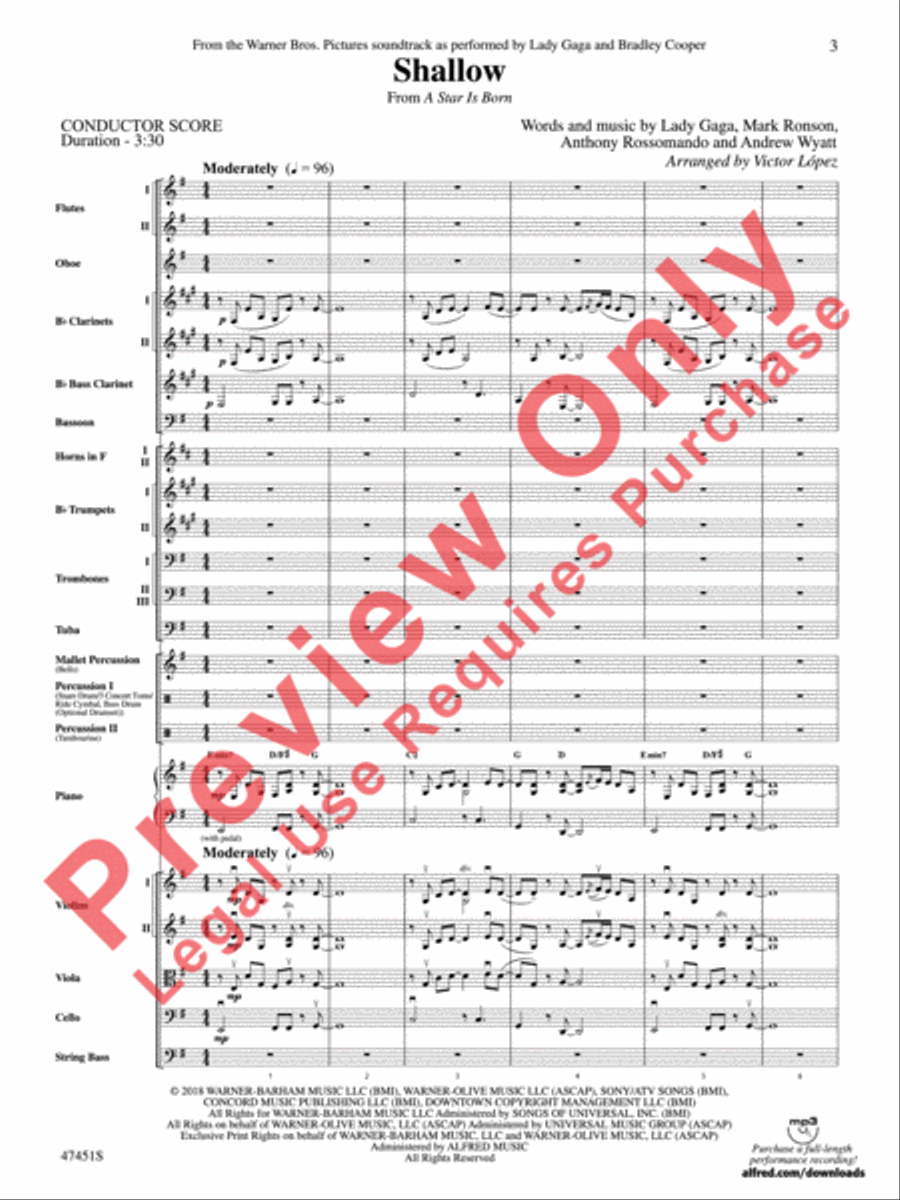Shallow (from A Star Is Born) Full Orchestra scores gallery preview page 4