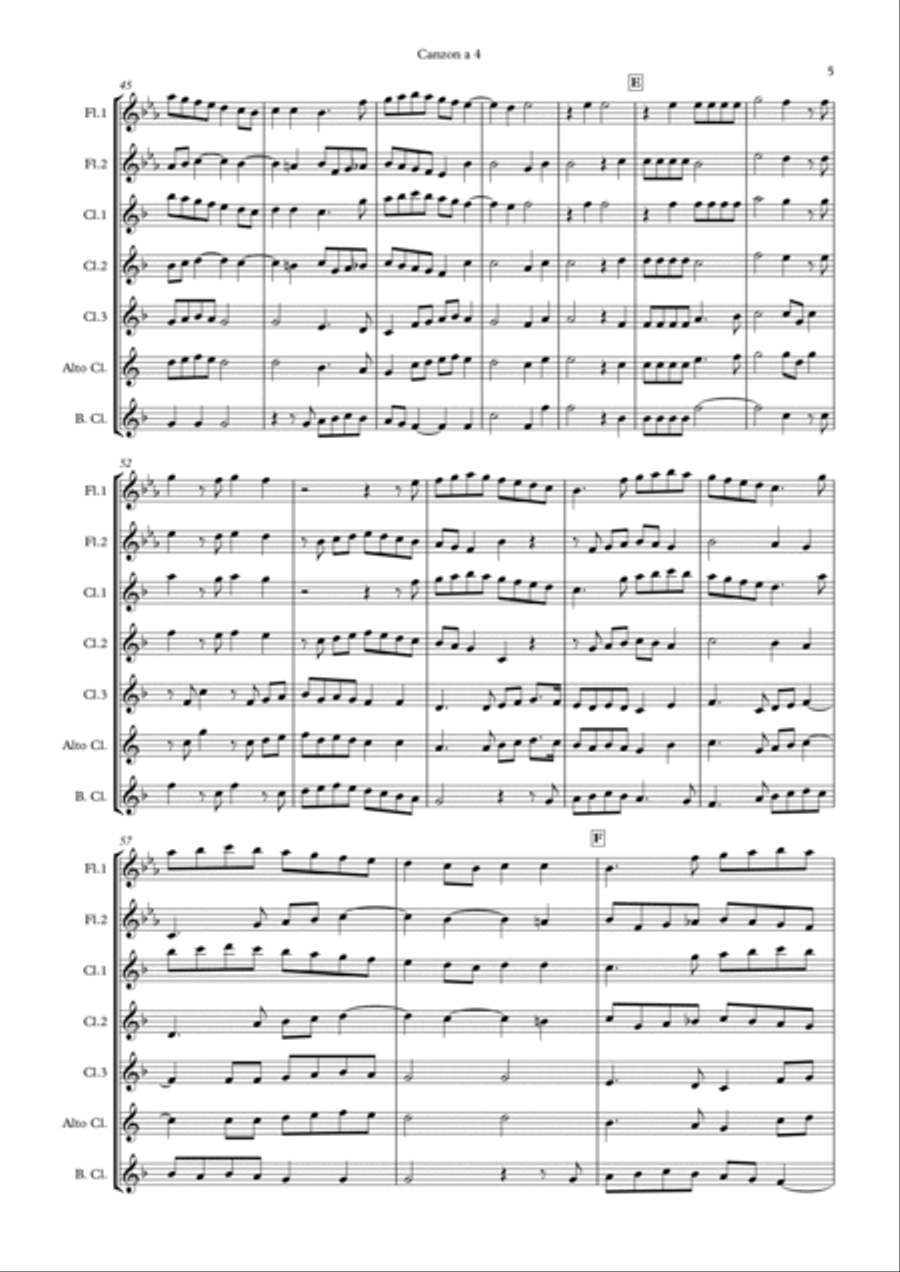 Canzon a 4 - Giovanni Gabrieli Woodwind Ensemble scores gallery preview page 5