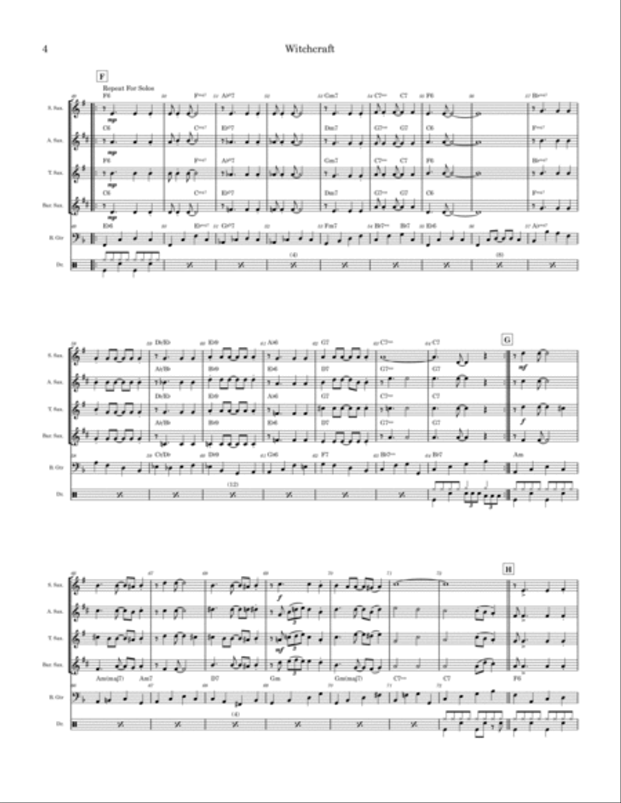 Witchcraft Witchcraft Saxophone Quartet scores gallery preview page 4