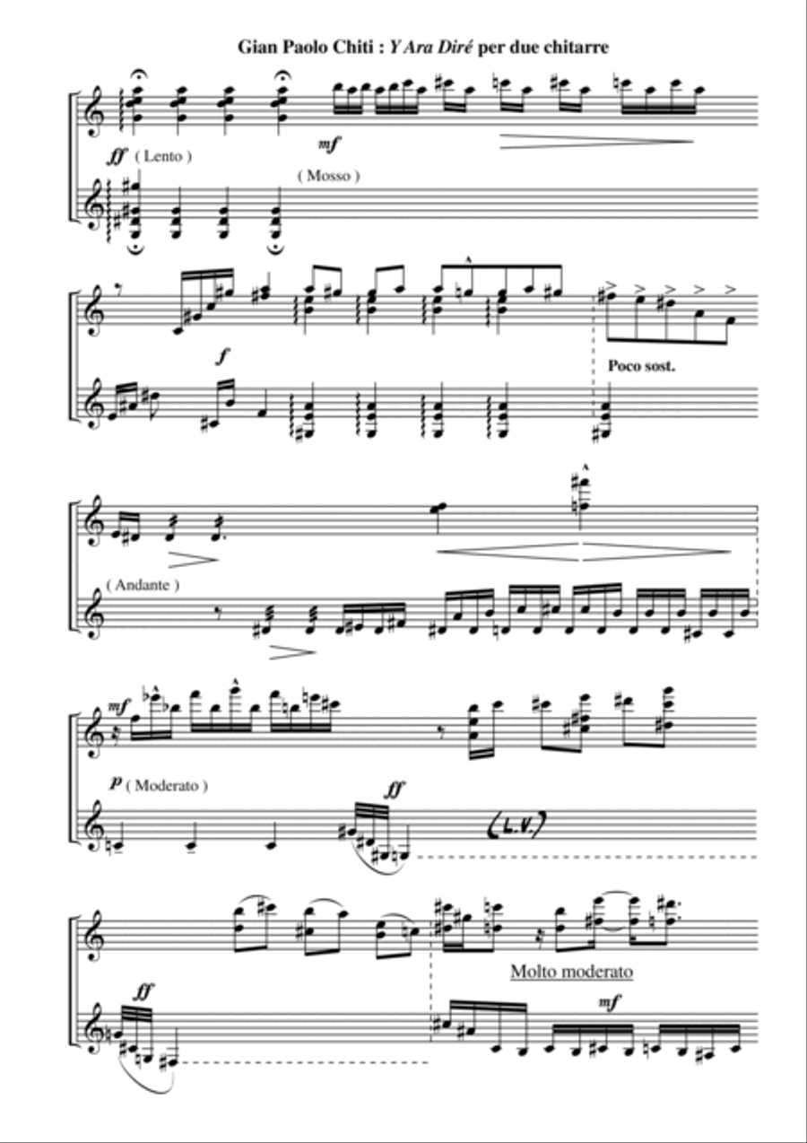 Gian Paolo Chiti: Y Ara Dirè for two guitars Classical Guitar scores gallery preview page 3