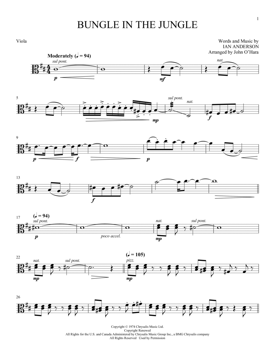 Bungle (arr. John O'Hara) - Viola String Quartet scores gallery preview page 1