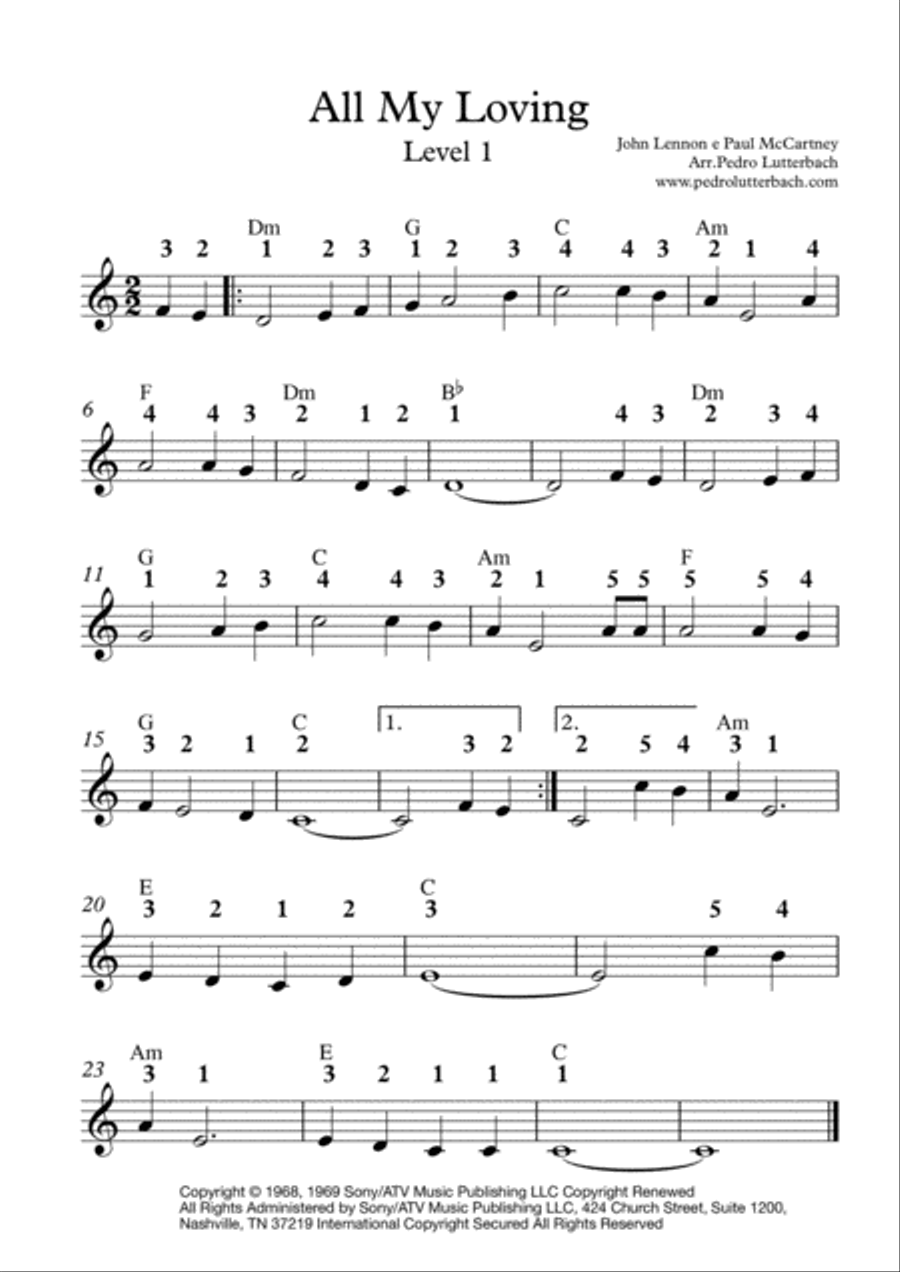 All My Loving Easy Piano scores gallery preview page 1