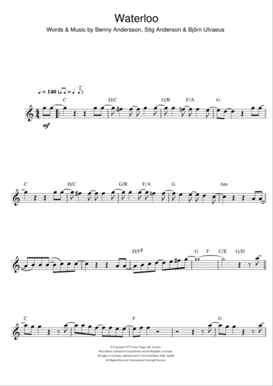 Waterloo Waterloo Flute Solo scores gallery preview page 1