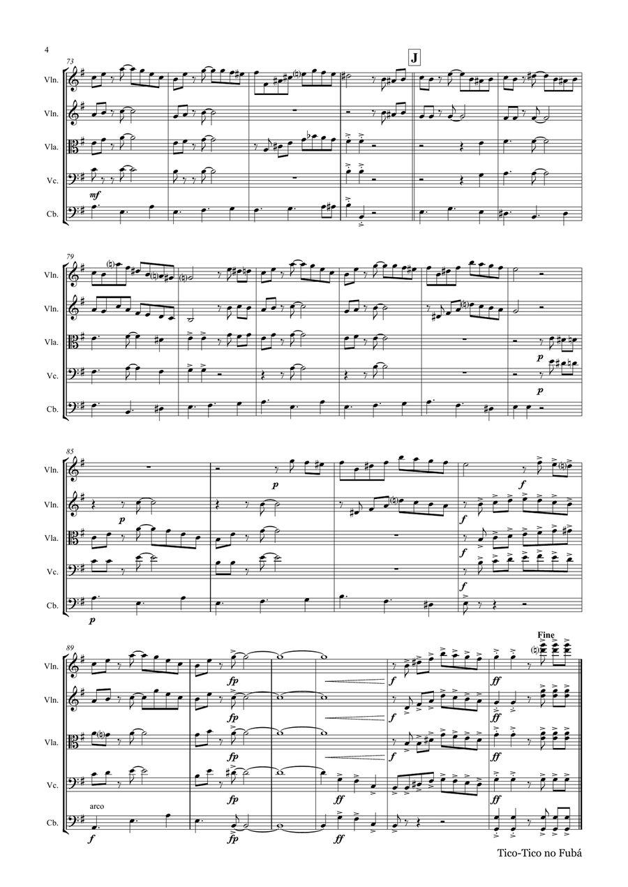 Tico-Tico no Fubá - Choro - String Quintet String Quartet scores gallery preview page 4