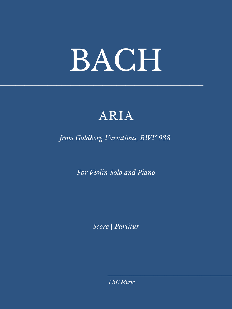ARIA - for Violin Solo and Piano (from Goldberg Variations, BWV 988) Violin Solo scores gallery preview page 1