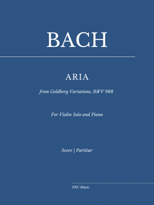 Book cover for ARIA - for Violin Solo and Piano (from Goldberg Variations, BWV 988)