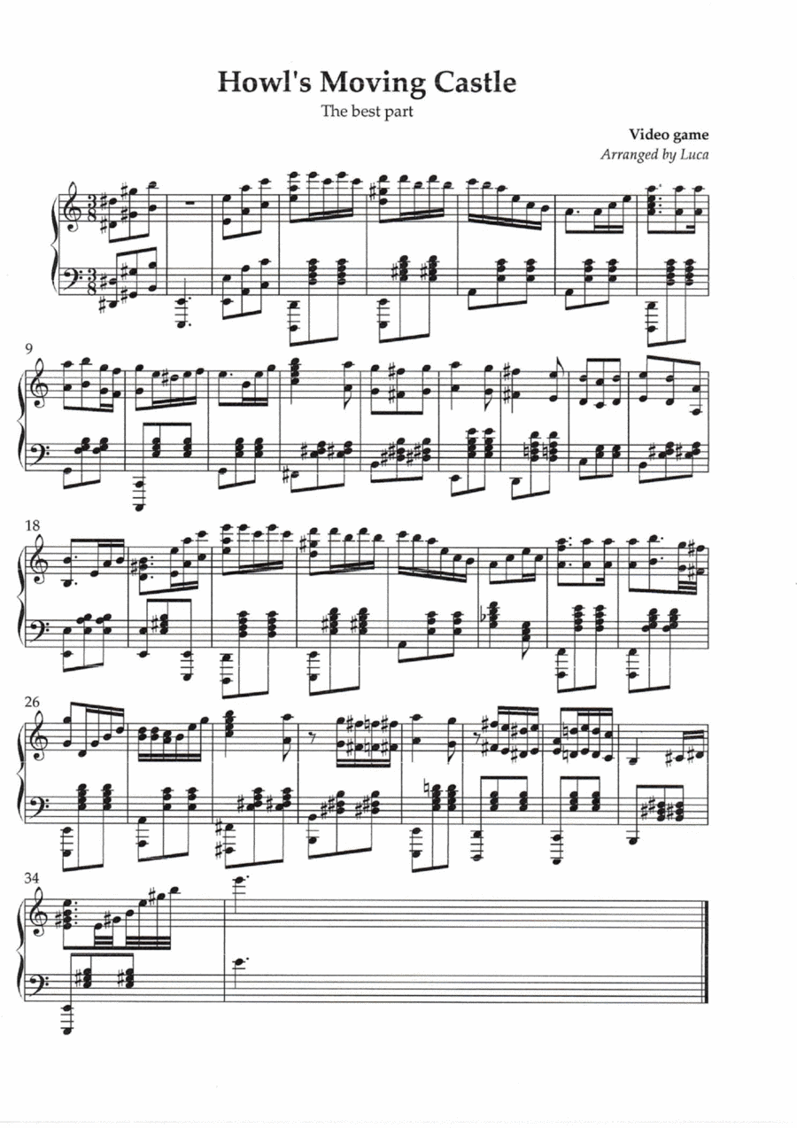 Howl's Moving Castle Piano, Vocal, Guitar scores gallery preview page 1