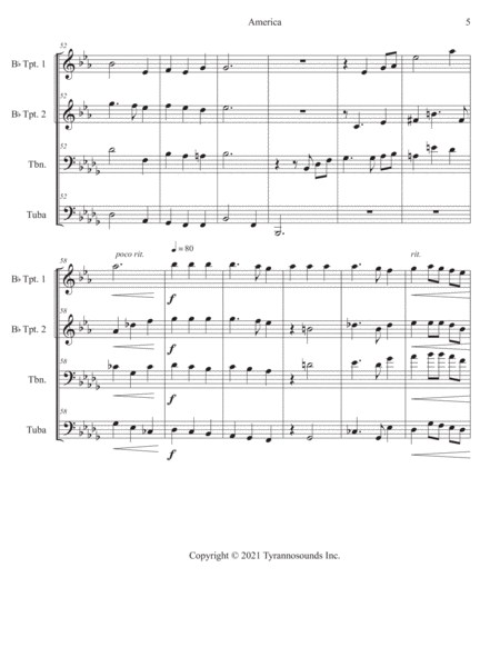 America (My Country Tis Of Thee) - Brass Quartet image number null