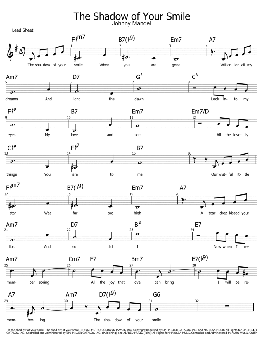 The Shadow Of Your Smile Piano scores gallery preview page 1