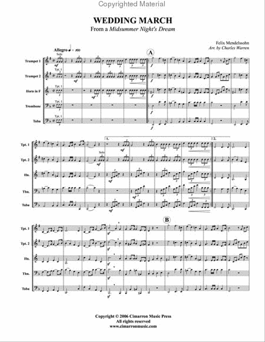 Wedding March Brass Quintet scores gallery preview page 2