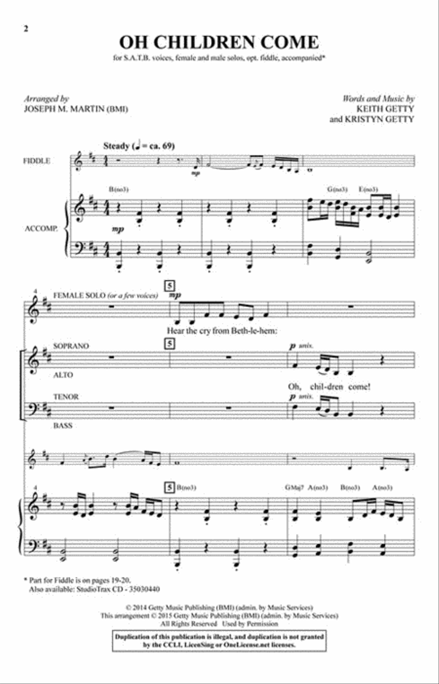 Oh Children Come 4-Part scores gallery preview page 2
