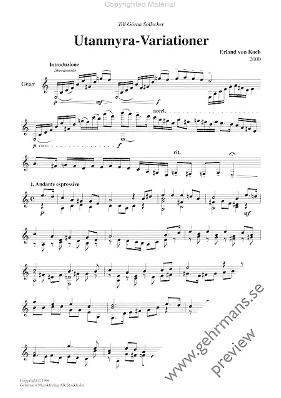 Utanmyra-variationer Classical Guitar scores gallery preview page 2