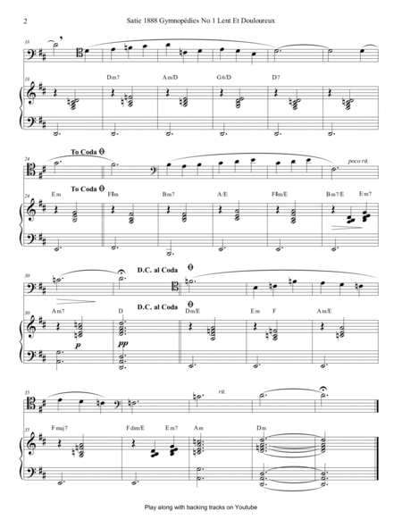 Satie 1888 Gymnopédies No 1 Lent Bassoon Solo Piano Score