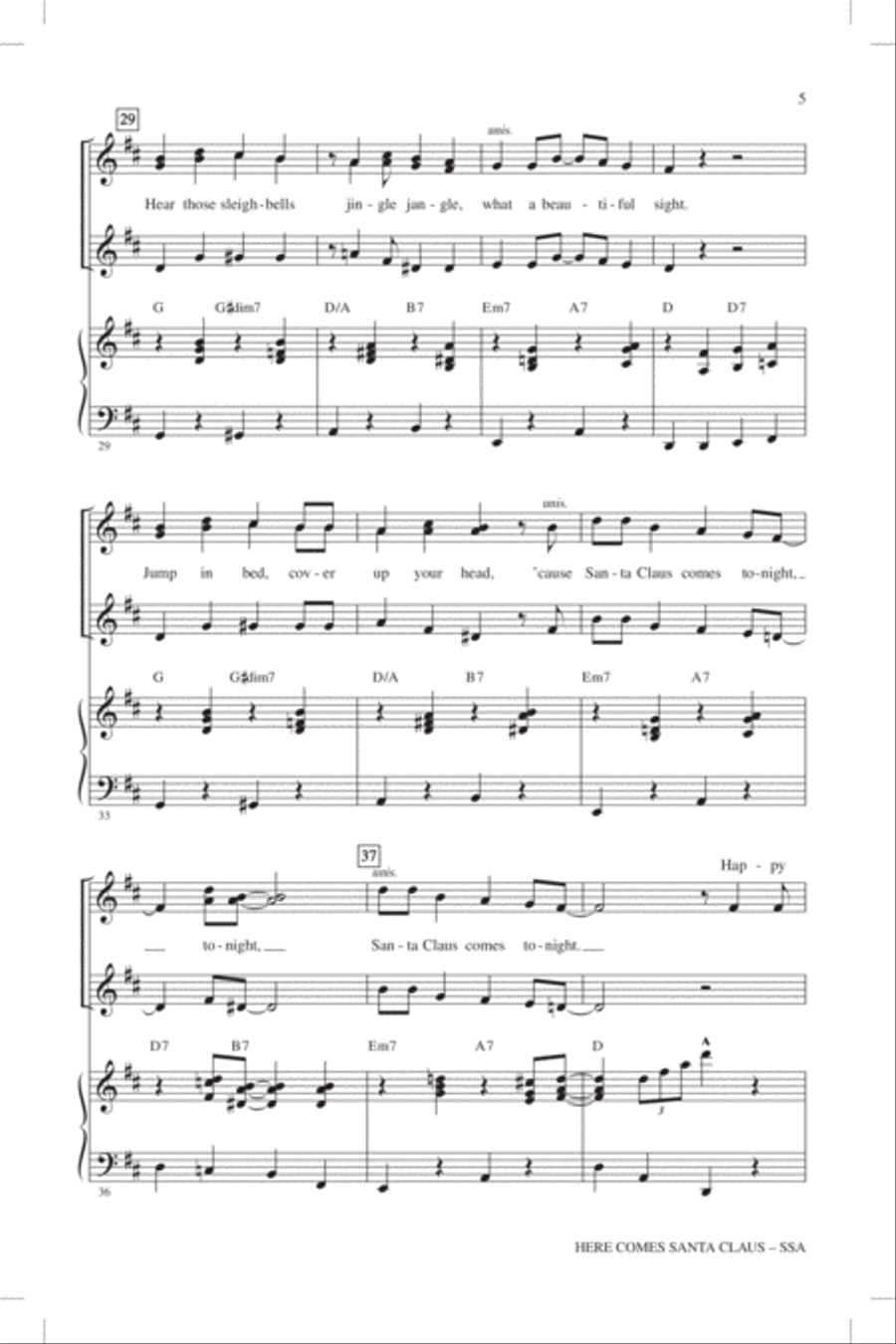 Here Comes Santa Claus (Right Down Santa Claus Lane) SSA scores gallery preview page 4