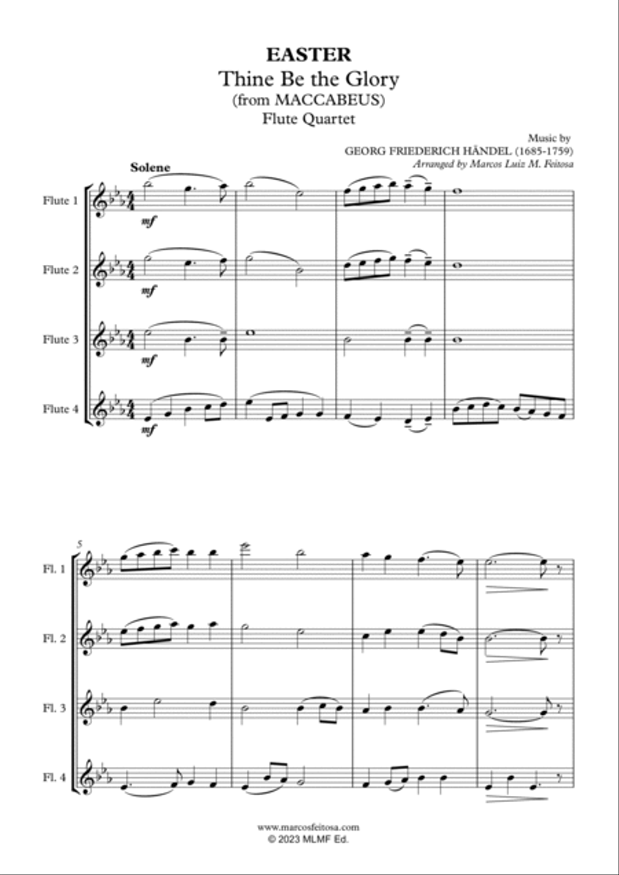 Thine Be the Glory (Maccabeus) - Flute Quartet Flute Quartet scores gallery preview page 3
