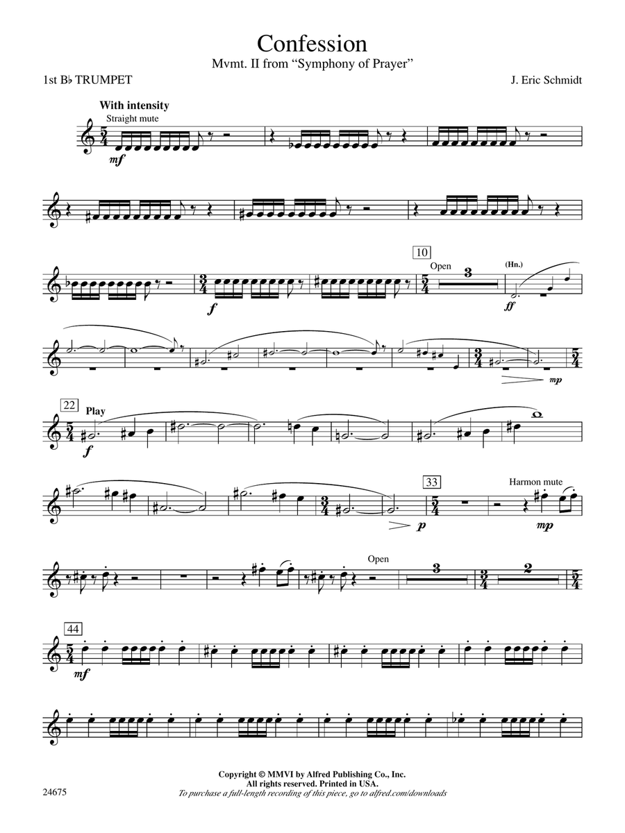 Confession (Movement 2 of Symphony of Prayer): 1st B-flat Trumpet