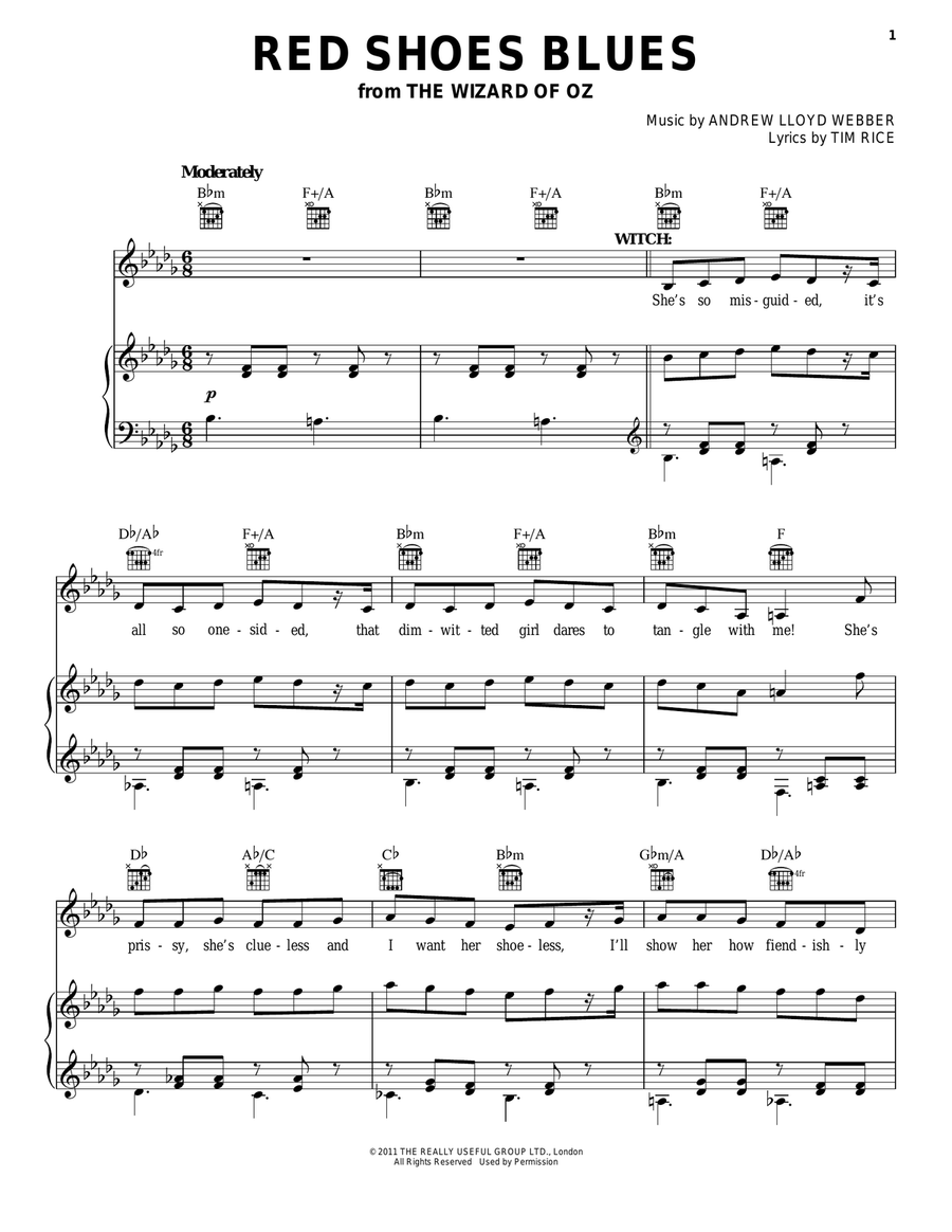 Red Shoes Blues Piano, Vocal, Guitar scores gallery preview page 1