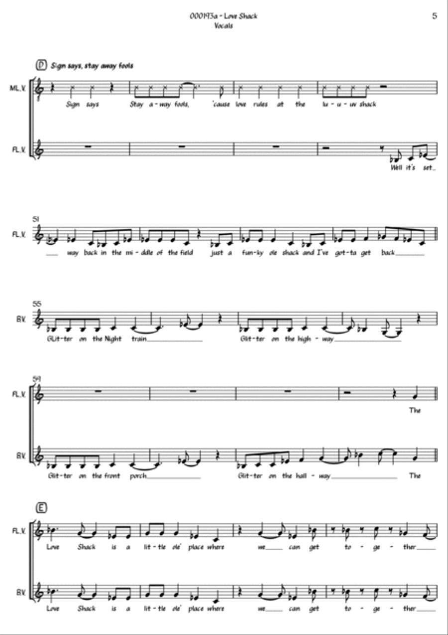 Love Shack Piano scores gallery preview page 5