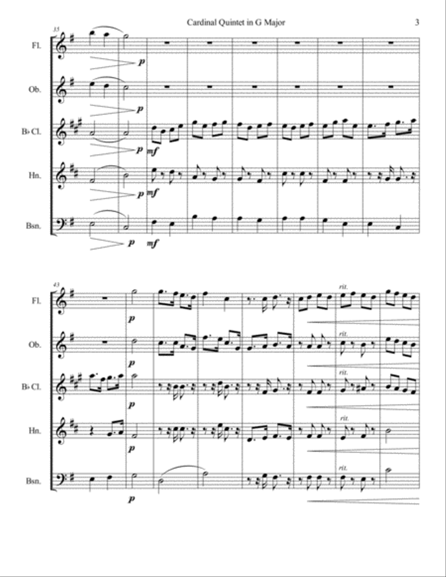 Cardinal Quintet in G Major Woodwind Quintet scores gallery preview page 4