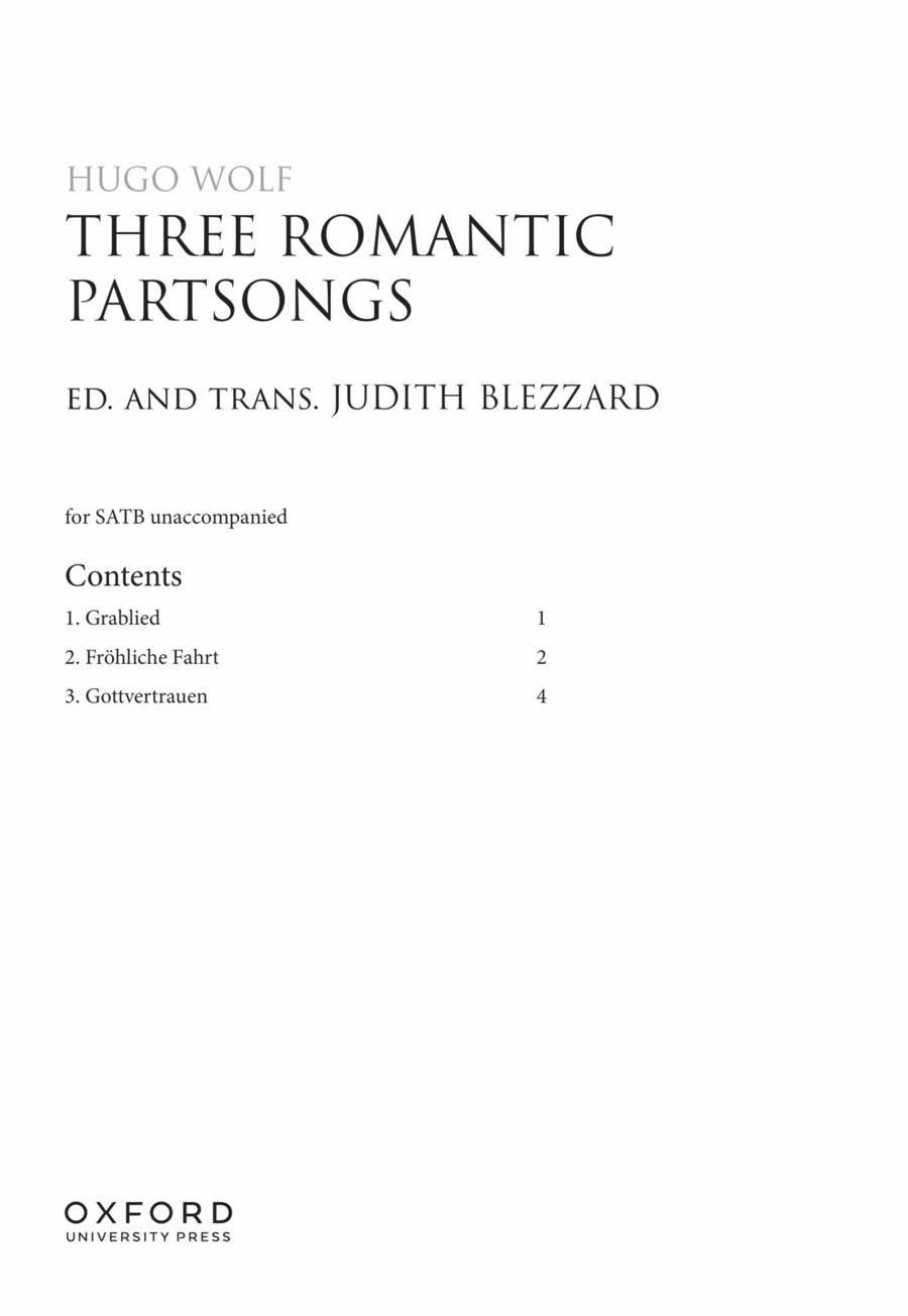 Three Romantic Partsongs 4-Part scores gallery preview page 1