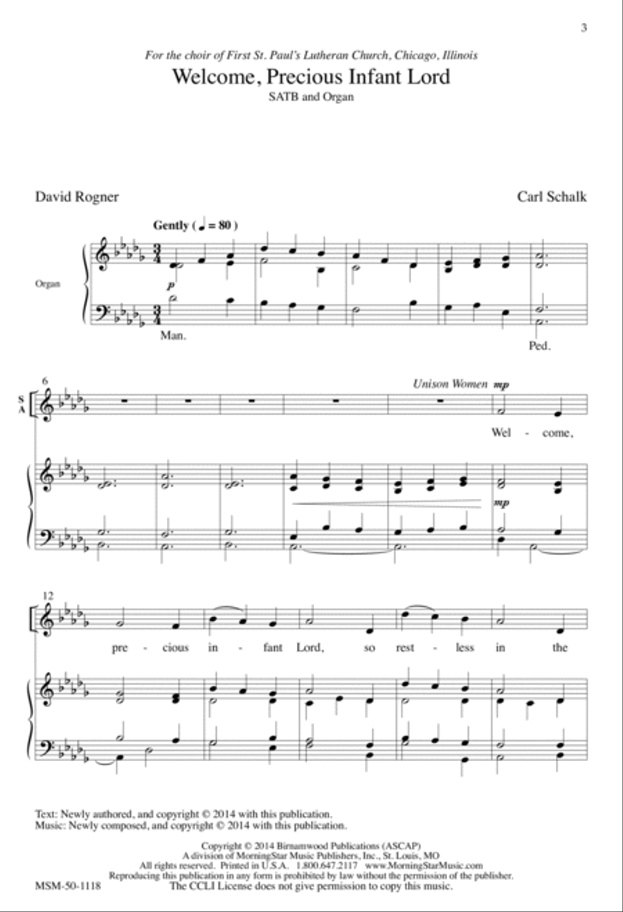 Welcome, Precious Infant Lord 4-Part scores gallery preview page 2