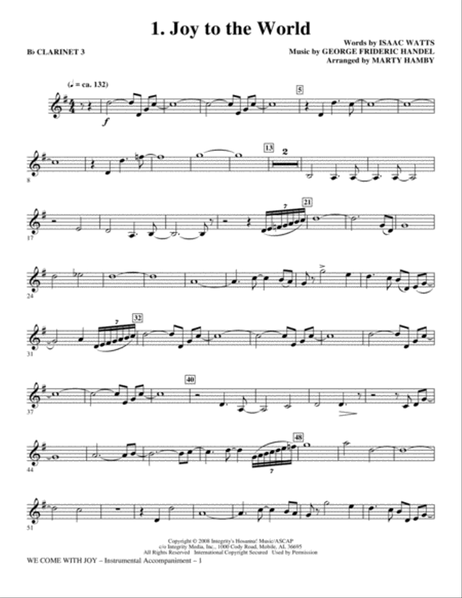 We Come With Joy Orchestration - Clarinet 3 Choir scores gallery preview page 1