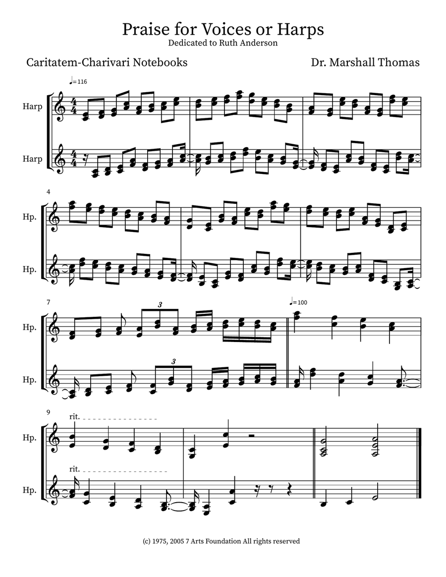 Praise for Voices or Harps Small Ensemble scores gallery preview page 1