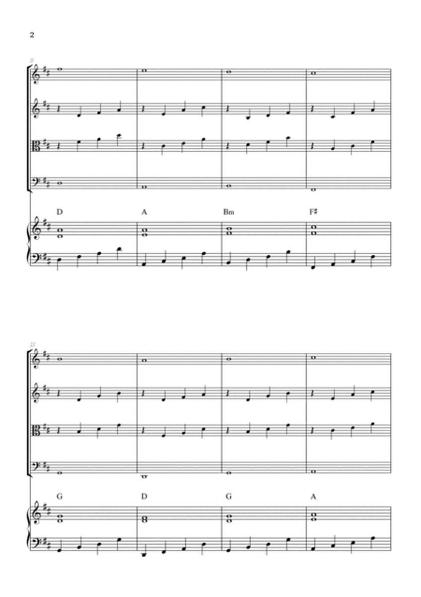Pachelbel Canon in D • strings quartet sheet music w/ piano accompaniment [chords] image number null