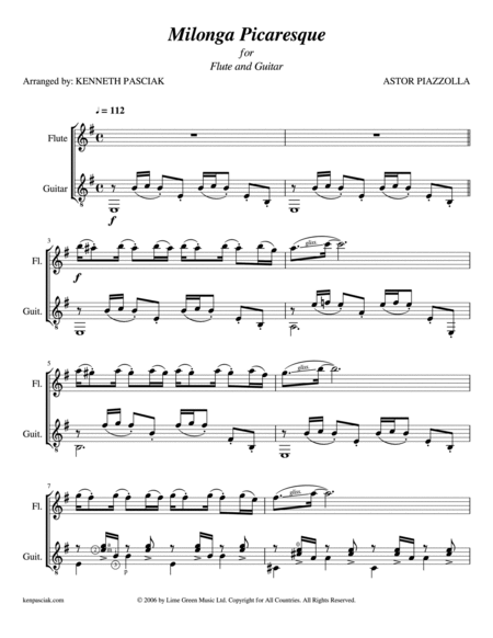 Milonga Picaresque (for Flute or Violin and Guitar)