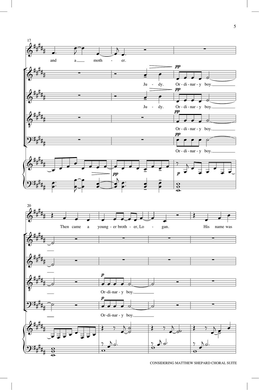 Considering Matthew Shepard: A Choral Suite 4-Part scores gallery preview page 6