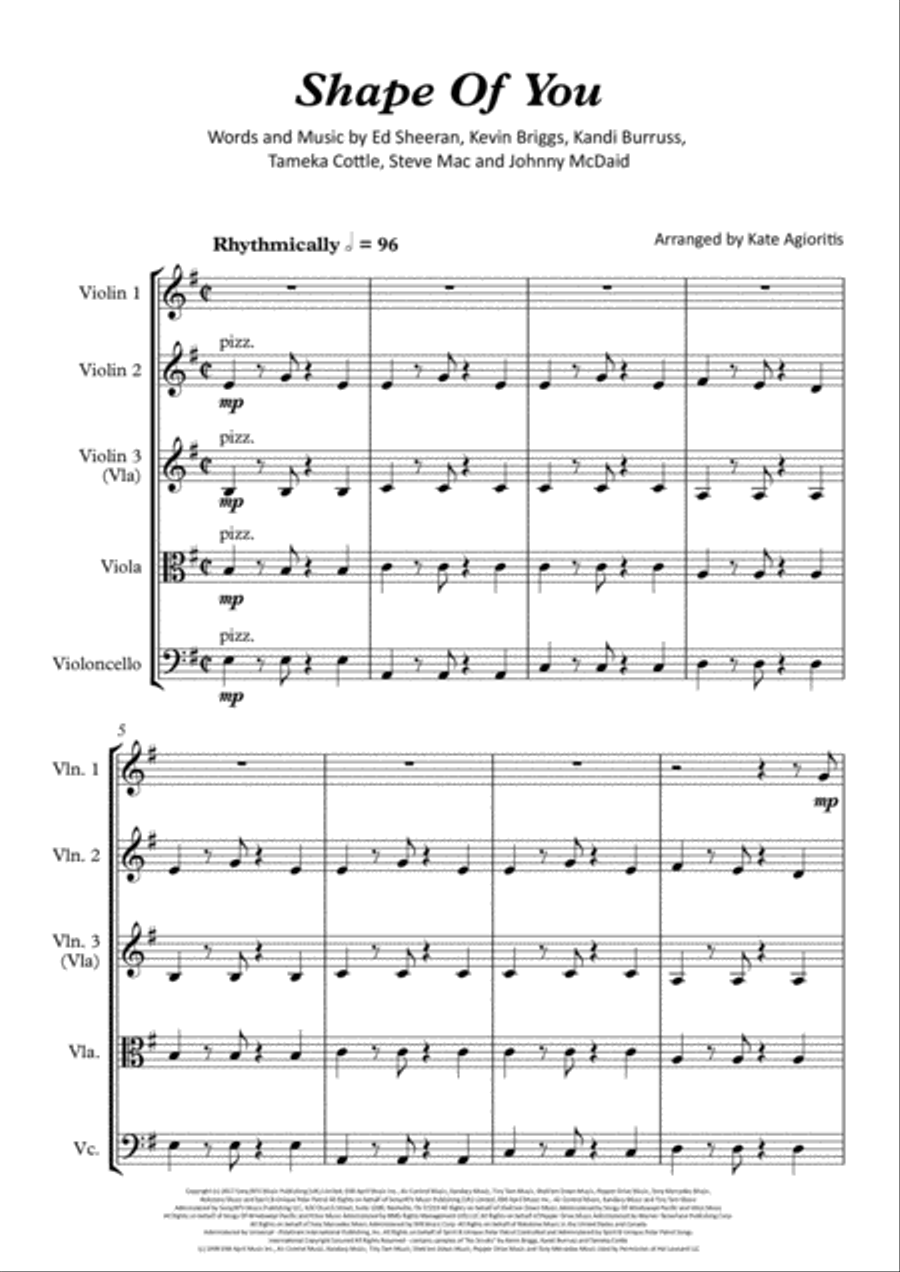 Shape Of You String Quartet scores gallery preview page 2