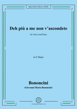 Book cover for Bononcini,G.M.-Deh più a me non v'ascondete,in G Major,for Voice and Piano
