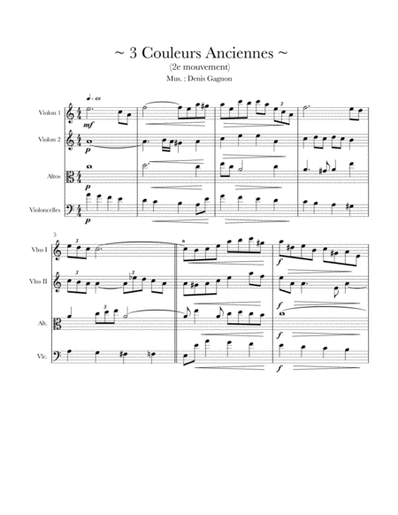 Trois couleurs anciennes (2) pour Quatuor à cordes (Score et partitions) image number null