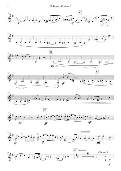 Elgar - Te Deum - Reduced Orchestration - Clarinet 2