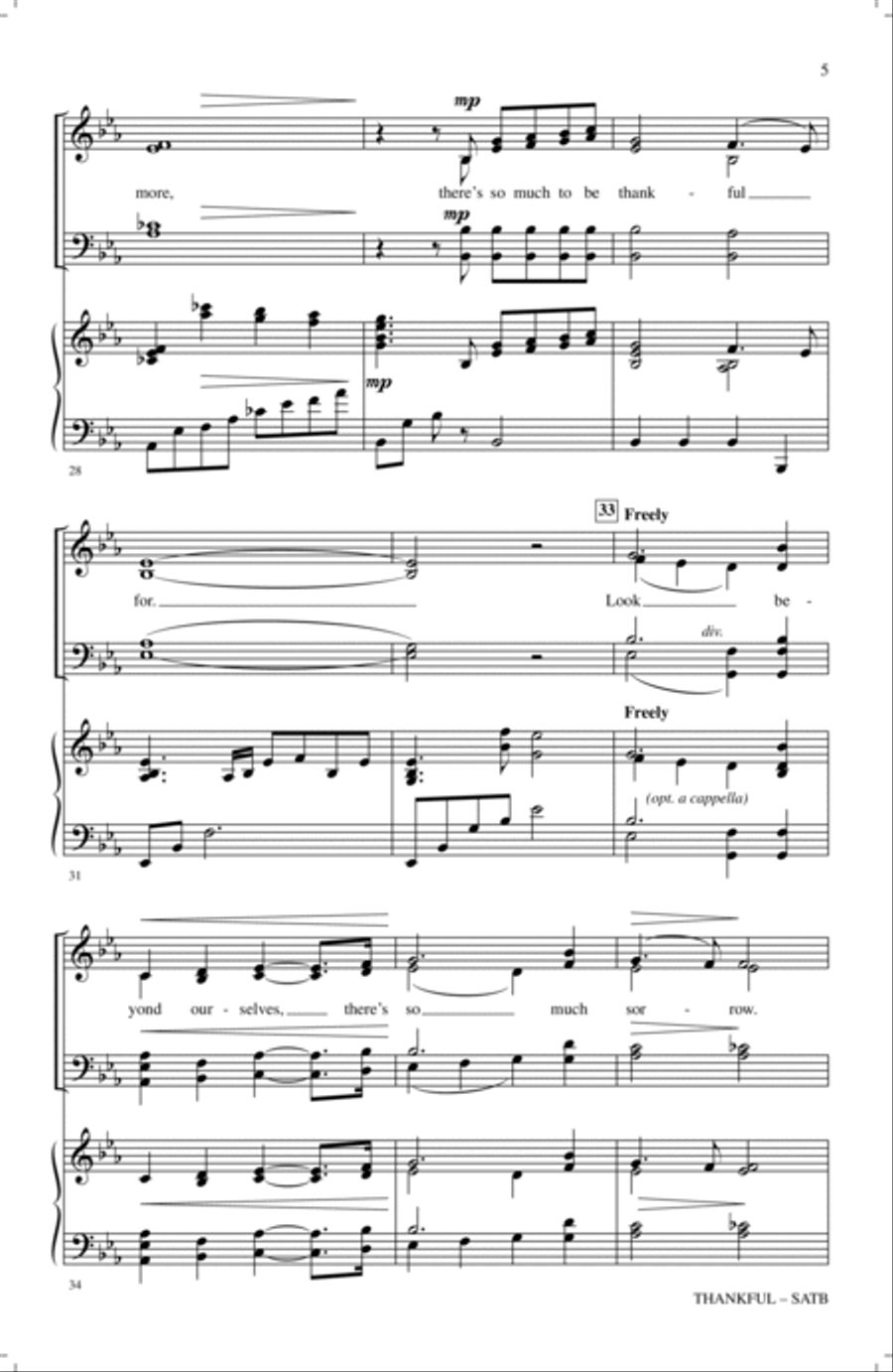 Thankful (arr. Mark Hayes) 4-Part scores gallery preview page 4