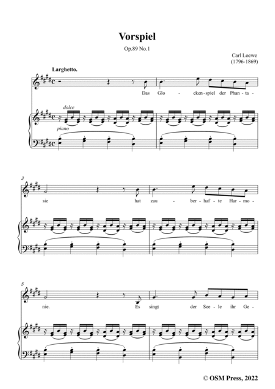 Loewe-Vorspiel(Das Glockenspiel der Phantasie),Op.89 No.1,in E Major Voice scores gallery preview page 3