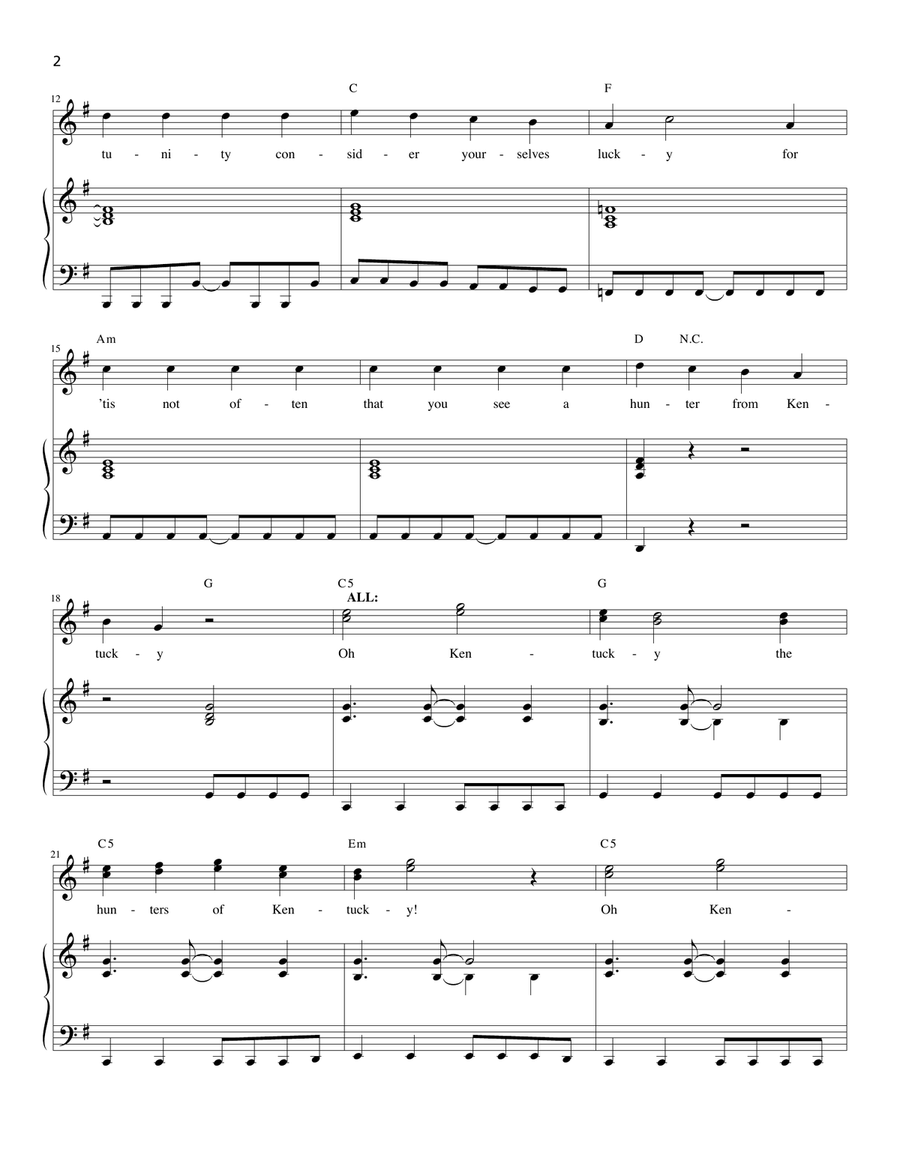 Hunters Of Kentucky Hunters Of Kentucky Voice scores gallery preview page 2