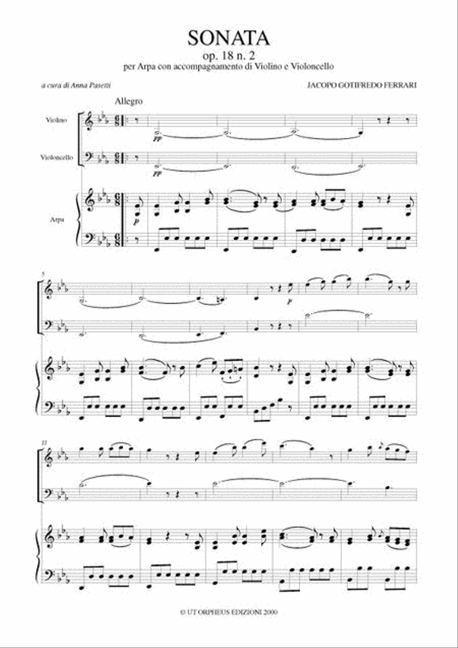 Sonata Op. 18 No. 2 for Arpa, Violin and Violoncello String Orchestra scores gallery preview page 2
