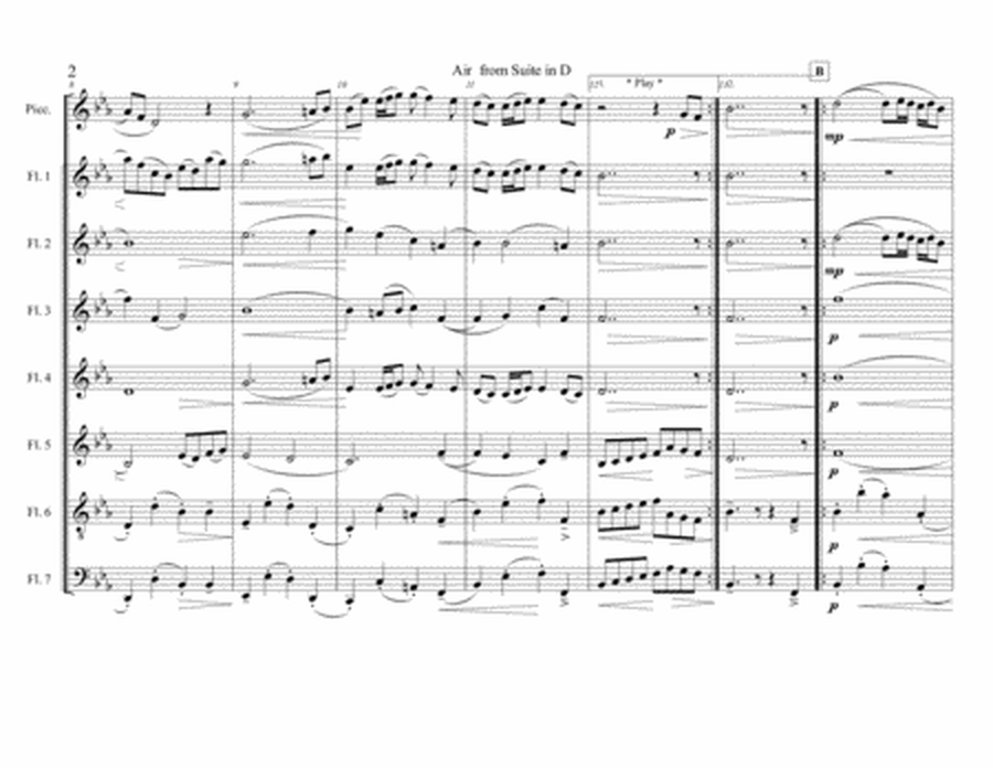 Air from Suite in D by Bach for flute choir / flute ensemble image number null