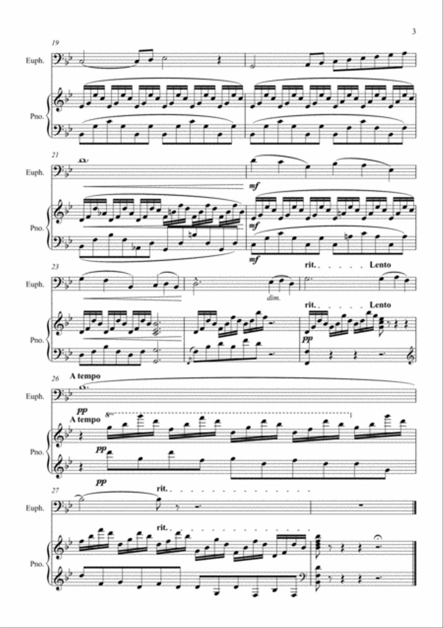 Saint-Saëns: Le Carnaval des Animaux XIII. Le Cygne (The Swan) - euphonium/piano Euphonium scores gallery preview page 3