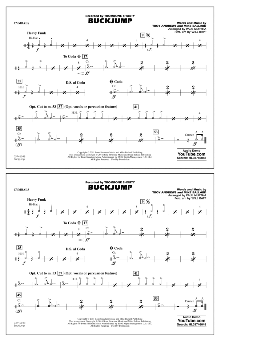 Buckjump - Cymbals Buckjump - Cymbals Percussion scores gallery preview page 1