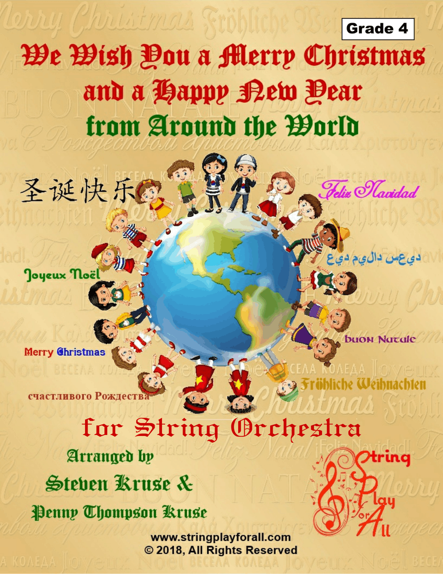 We Wish You a Merry Christmas and a Happy New Year from Around the World for String Orchestra, Grade String Orchestra scores gallery preview page 1